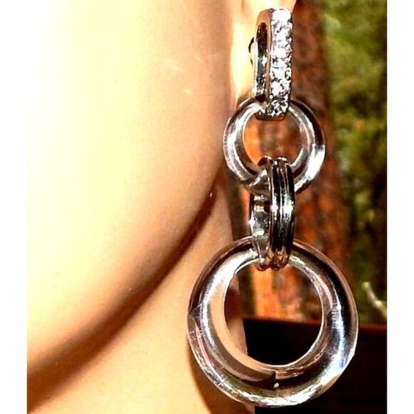 Clearly Clear Double Hoops Earrings - Picture 2 of 11